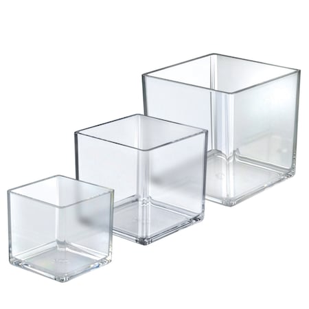 Azar Displays 4", 5", 6" Wide Deluxe Clear Acrylic Cube Bin Set 556377-SET